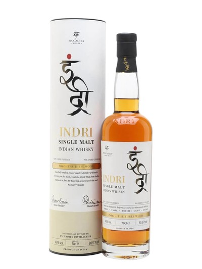 INDRI SINGLE MALT INDIAN WHISK TRINI- THE THREE WOOD 750ML