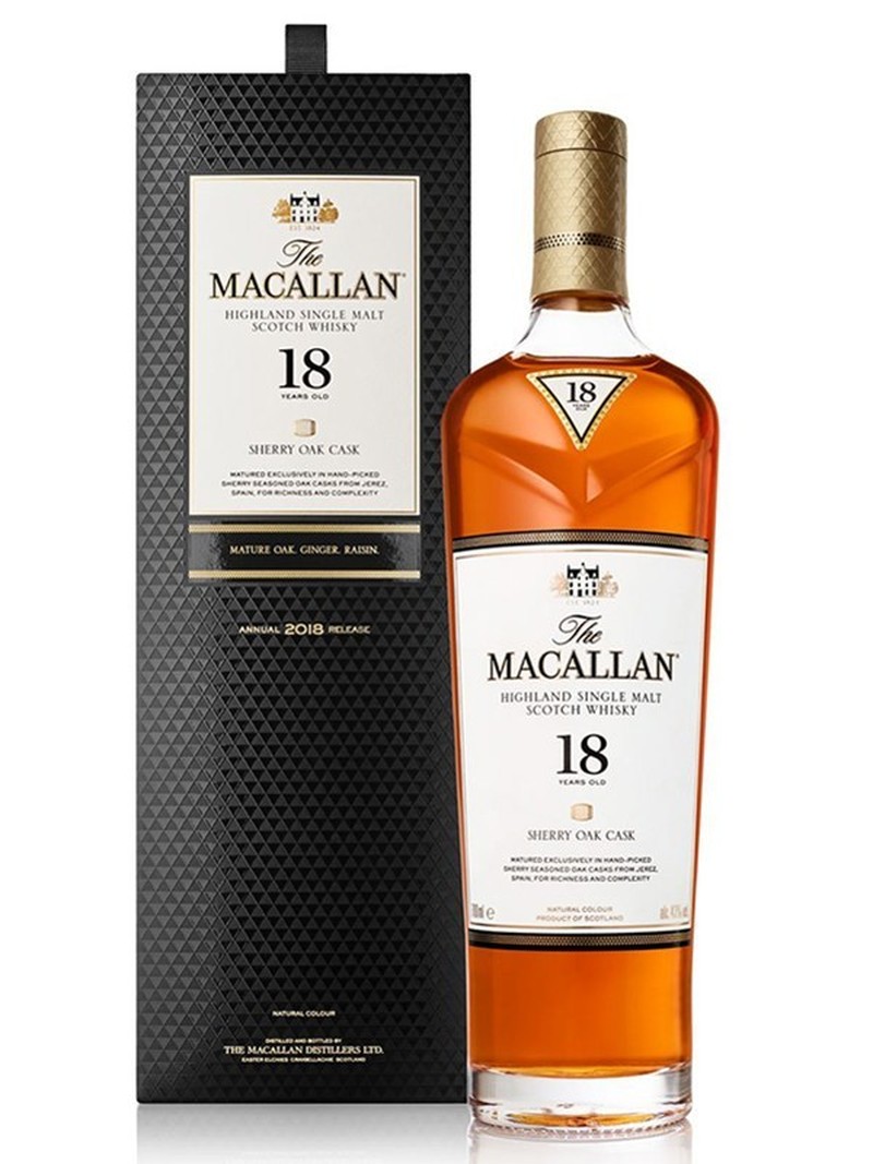 THE MACALLAN SHERRY OAK  CASKS  18 YEARS 750ml