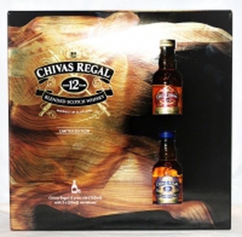 CHIVAS REGAL SCOTCH BLENDED GFT PK W/2 50ML 18 AND EX 12YR 750ML